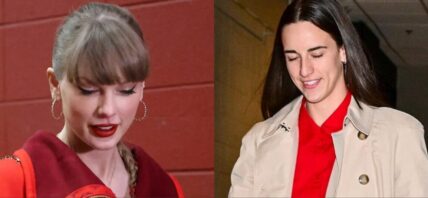 Taylor Swift and Caitlyn Clark collage