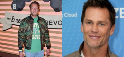 Photo collage of Dave Portnoy and Tom Brady