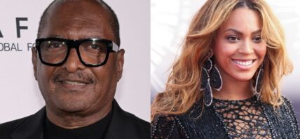 Photo collage of Beyoncé and her dad, Mathew Knowles.