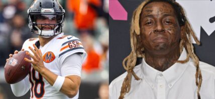 Photo collage of Lil Wayne and Caleb Williams.