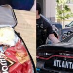 Photo collage of lunchbox and police.