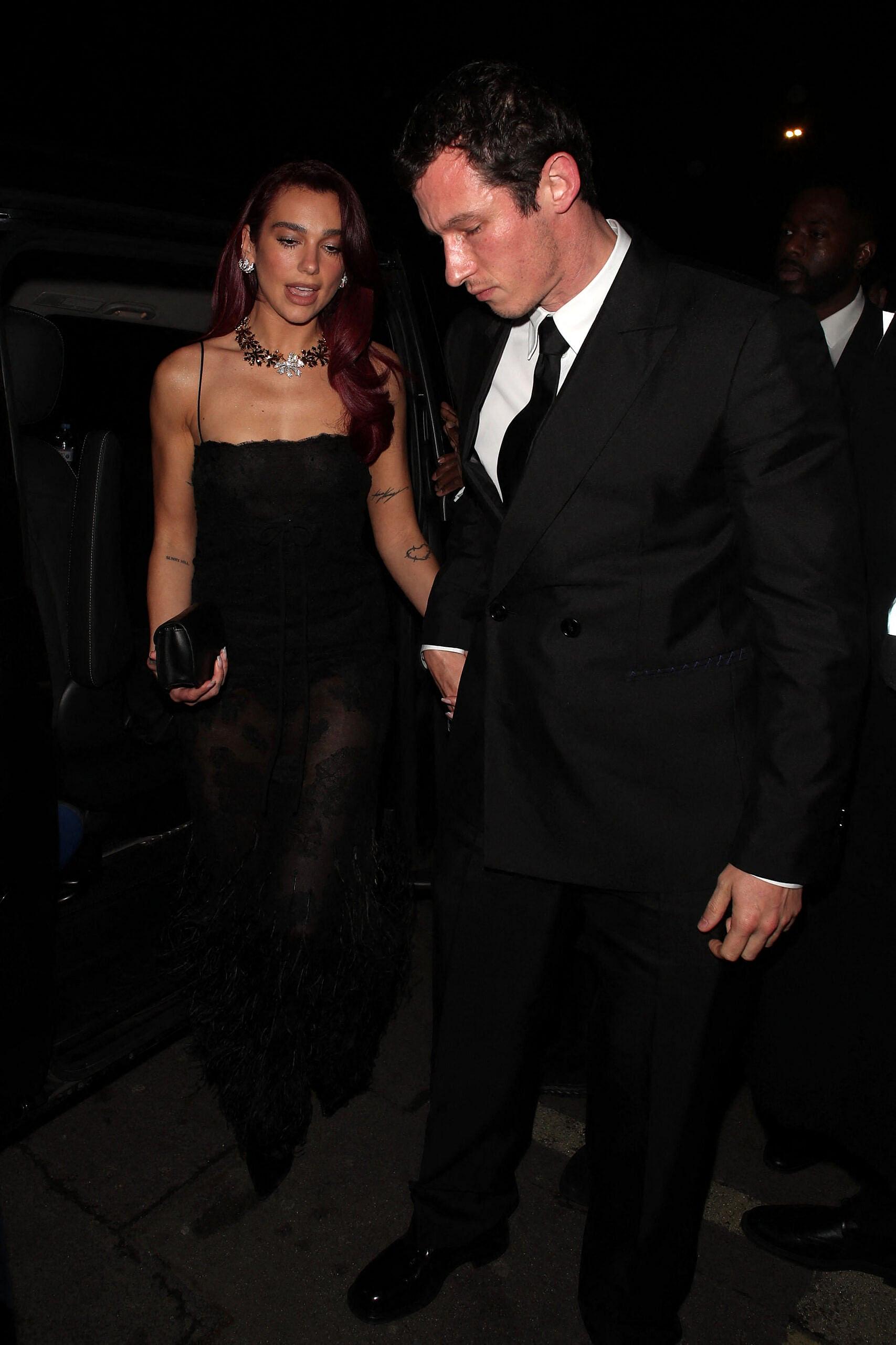 Dua Lipa and Callum Turner at BAFTAs: Vogue Fashion and Film Party at Annabels.