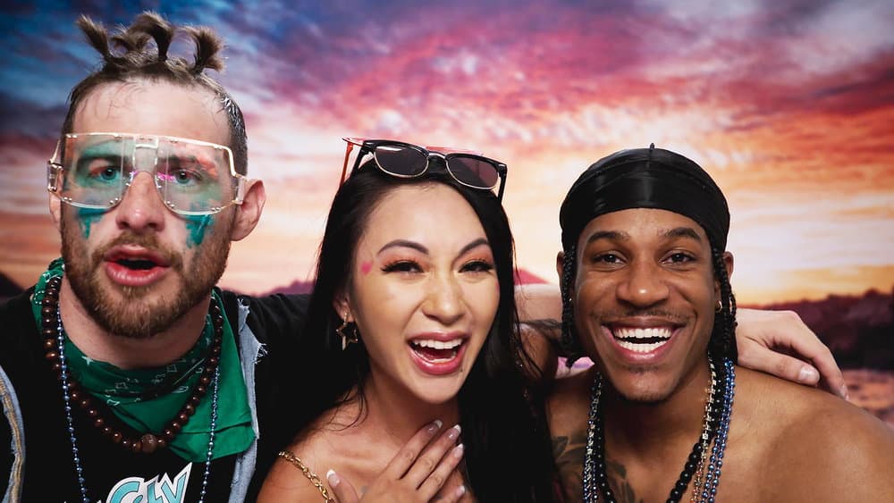 Iris in confessional with two guys on Temptation Island
