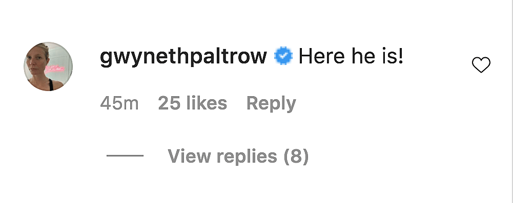 Gwyneth Paltrow's comment on Drew Barrymore's Instagram Post
