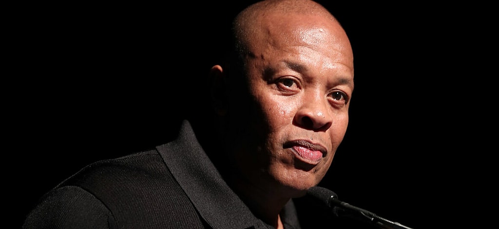 Dr. Dre speaks on stage