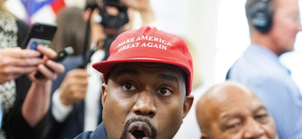 Kanye West wearing MAGA Hat