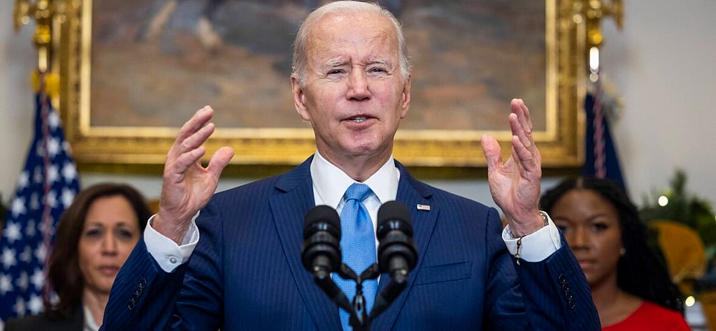 United States President Joe Biden, alongside Cherelle Griner, prepares to announce a prisoner exchange with Russia from the Roosevelt Room of the White House in Washington, DC, USA, 08 December 2022.