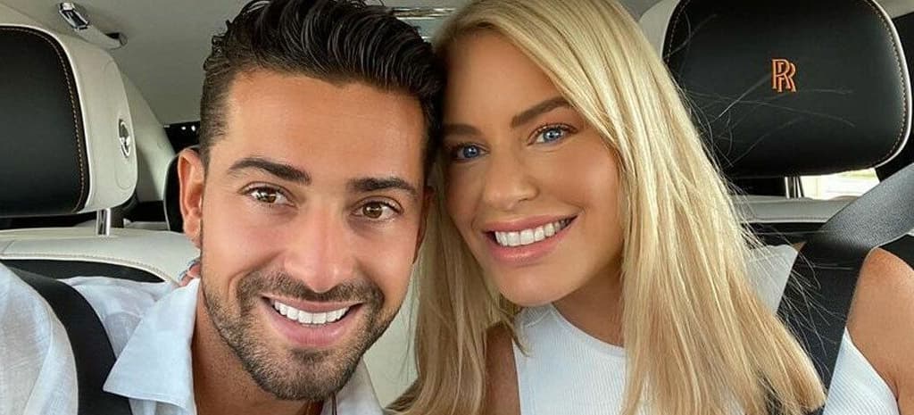 woman and man smiling 