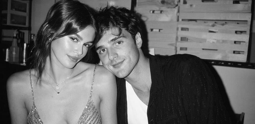Kaia Gerber and Jacob Elordi smiling