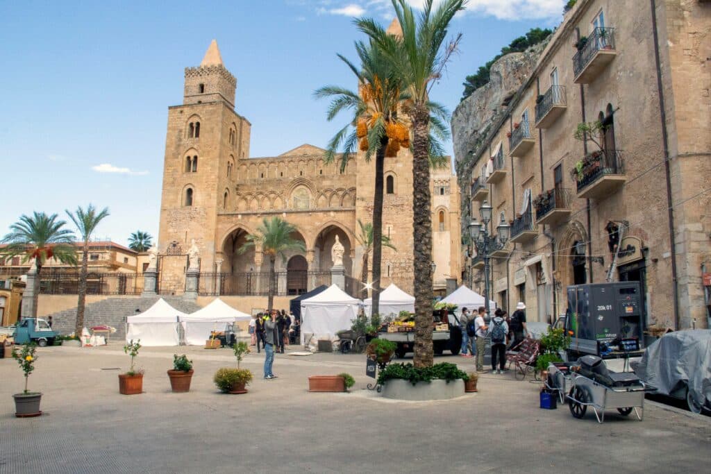 The shot of the set in "Indiana Jones 5" being filmed in Cefalù, Sicily