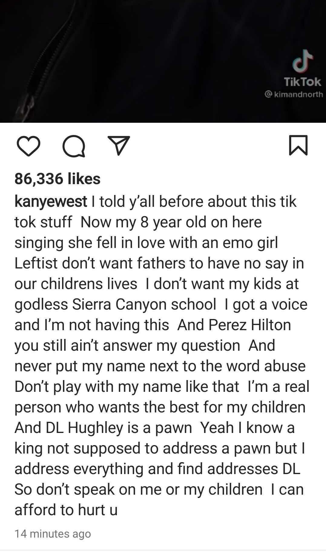 Kanye West Instagram post Sunday, March 13 at 9 AM