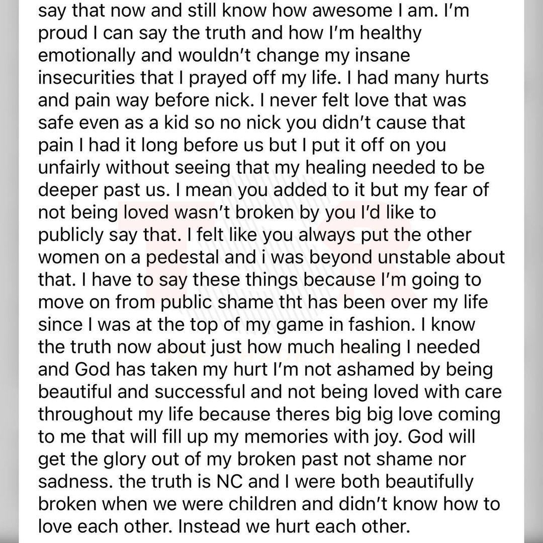 Jessica White calls out ex Nick Cannon in lengthy post
