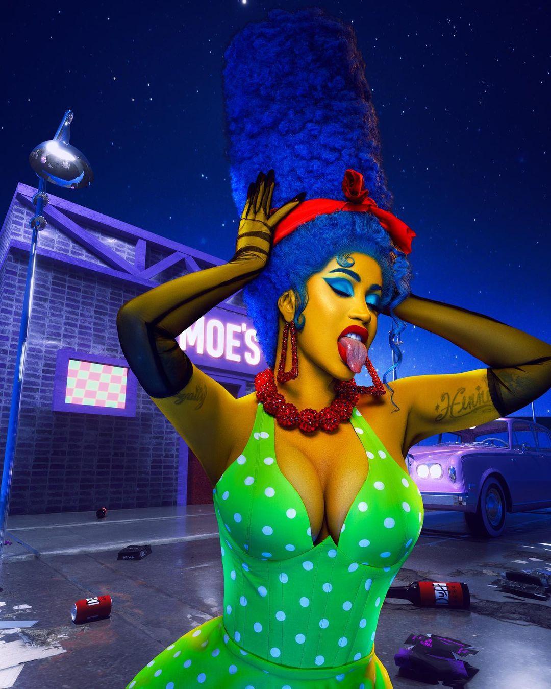 Cardi B Transforms In This Blue-Haired Housewife For Halloween