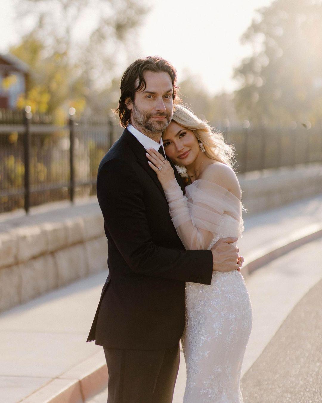 Chris D'Elia hugging wife