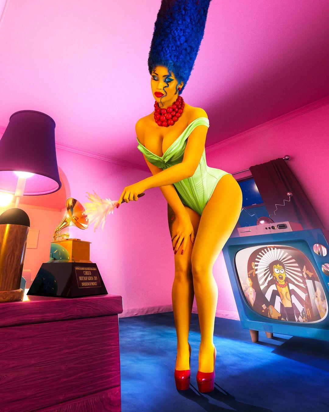 Cardi B Transforms In This Blue-Haired Housewife For Halloween