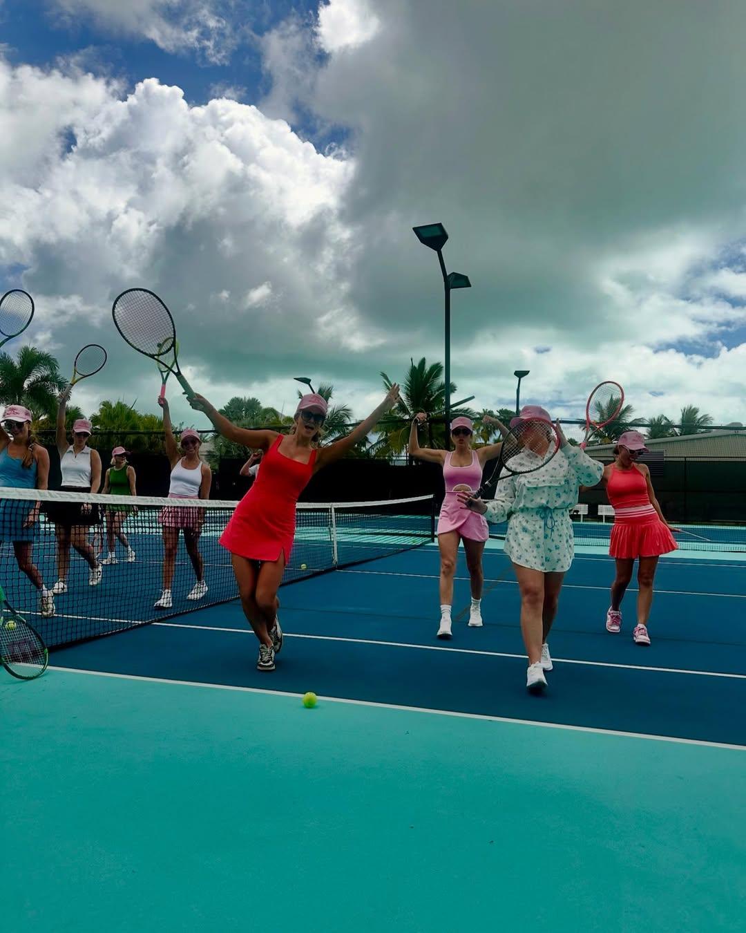 Brittany Mahomes on a girls trip playing tennis