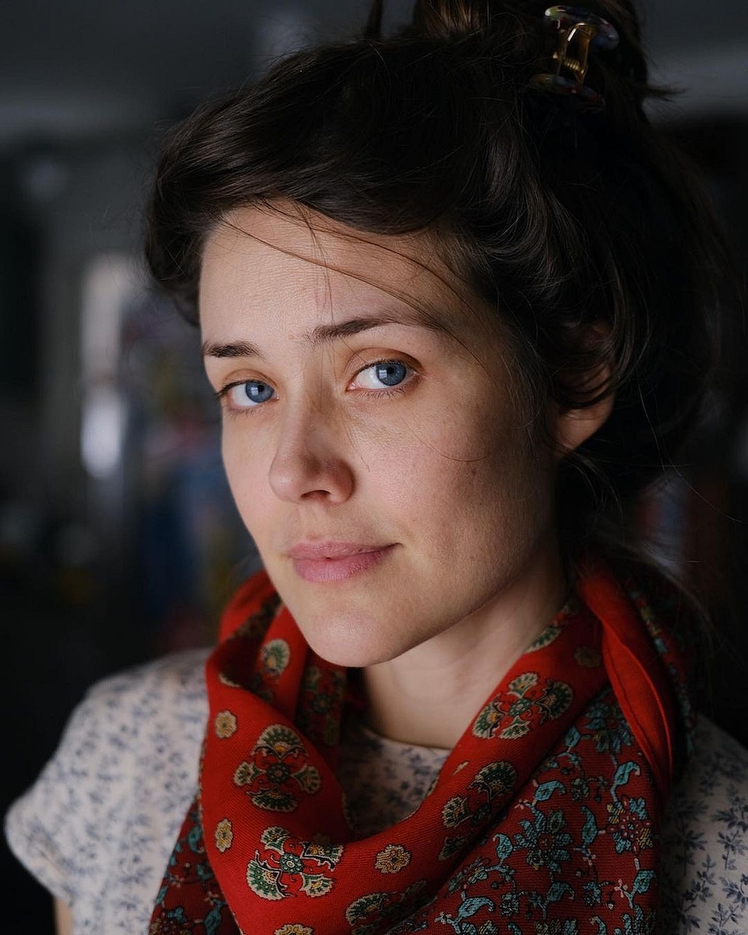 An upclose photo of Megan Boone serving a spotless face.