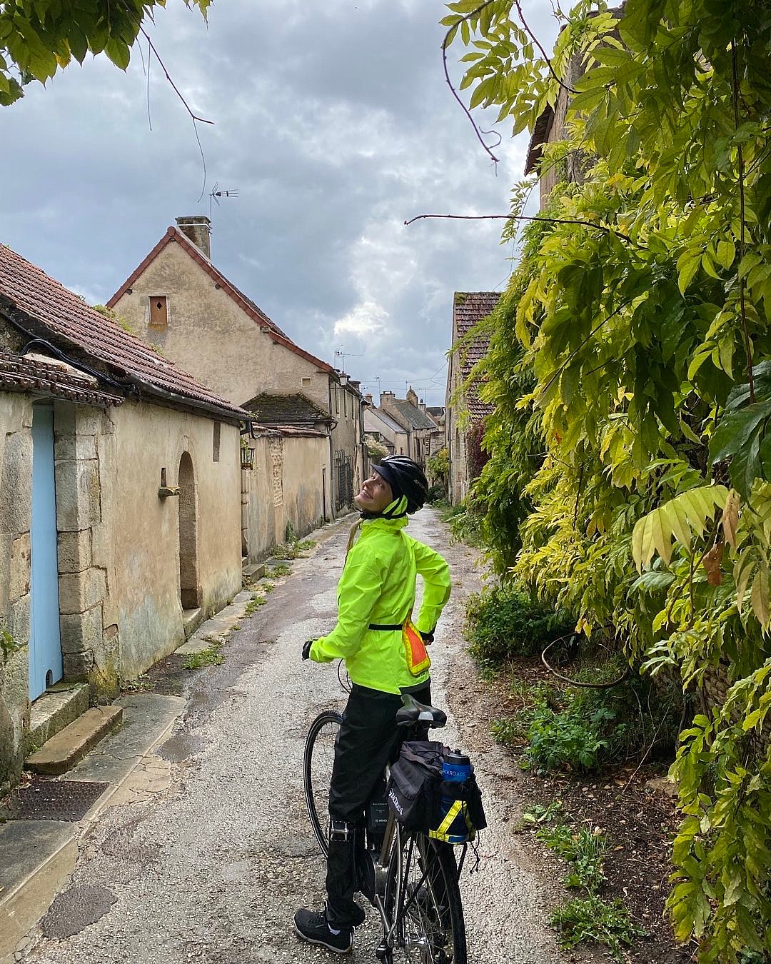 Paulina Porizkova going bike riding