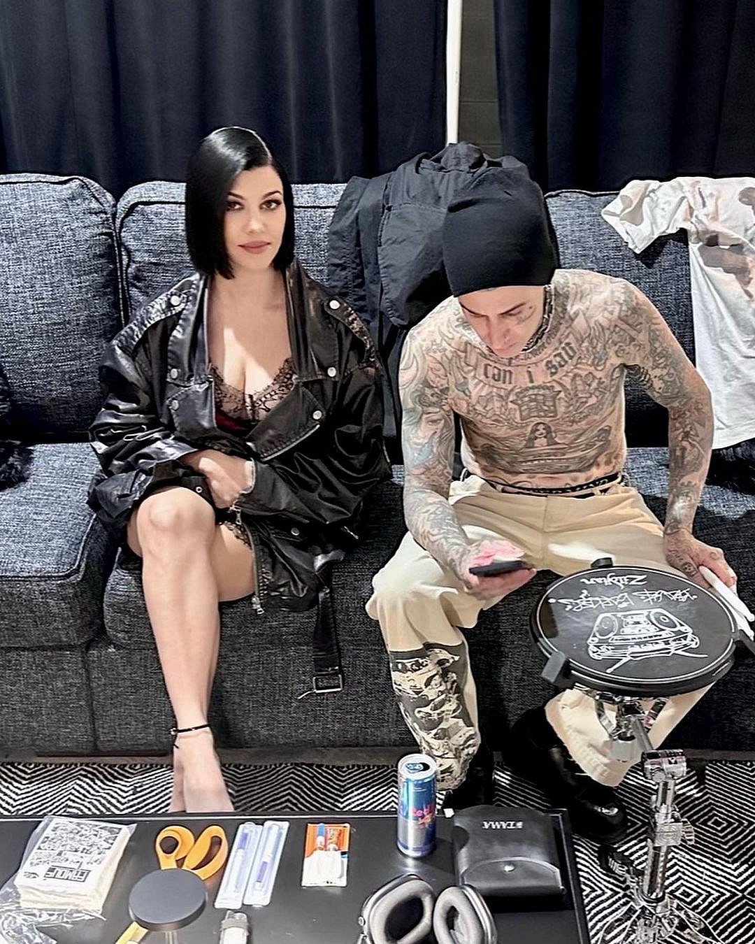 Kourtney Kardashian returns to being brunette as she joins Travis Barker on Blink-182 tour