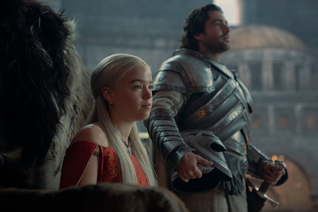 Milly Alcock and Fabien Frankel as Princess Rhaenyra and Criston Cole in "House of the Dragon"