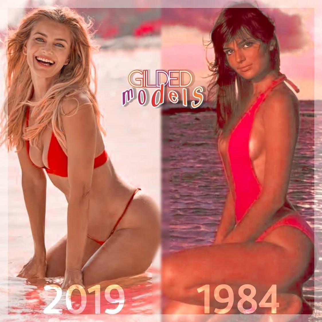 Paulina Porizkova shares a Sports Illustrated Swimsuit magazine red bikini throwback