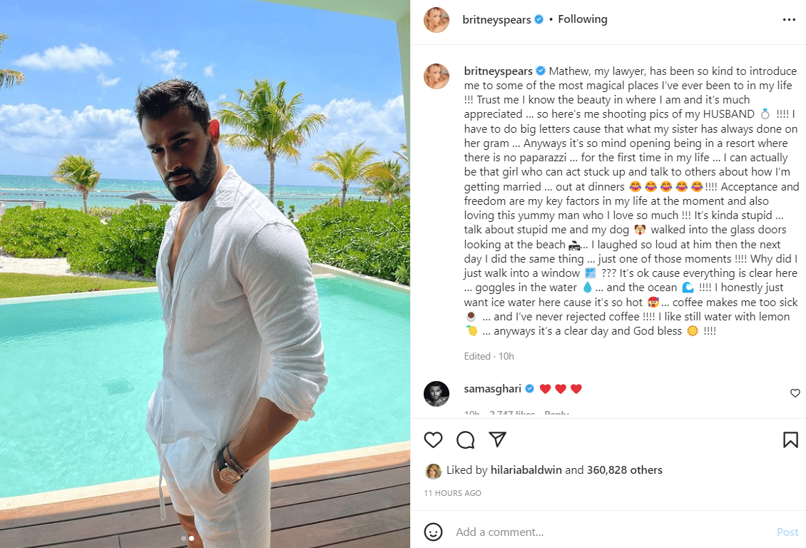 Britney Spears calls Sam Asghari her husband again on April 7