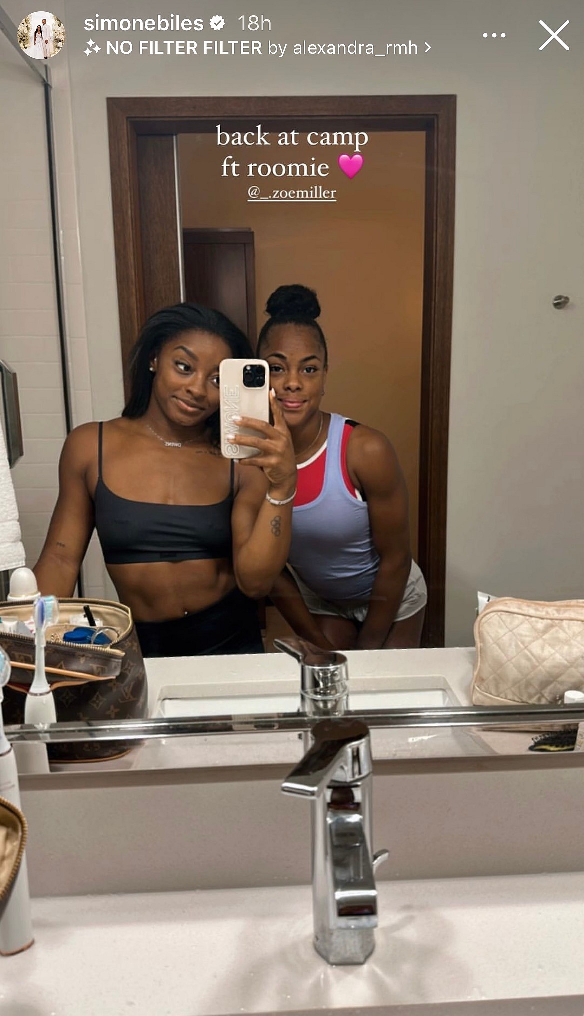 Simone Biles is at gym camp with Zoe Miller