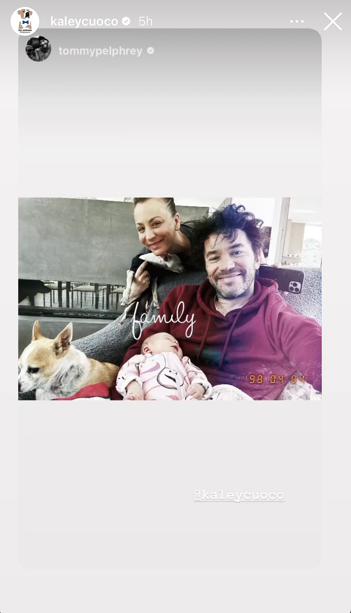 Kaley Cuoco and Tom Pelphrey flaunt new family