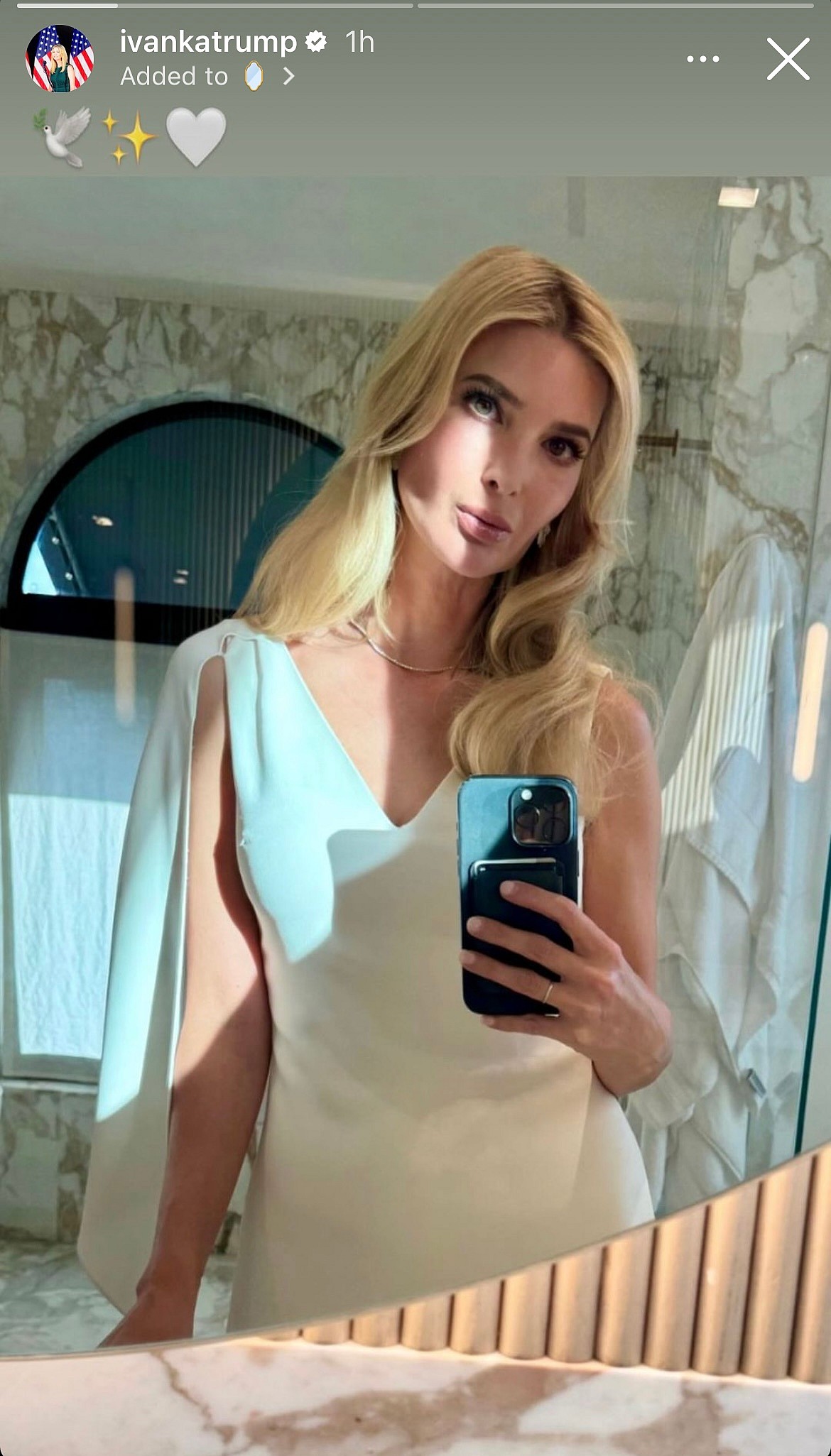 Ivanka Trump Is Sun-kissed In Plunging White Dress In Bathroom Selfie