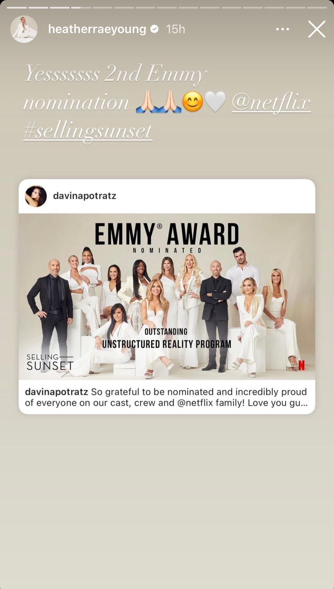 Heather Rae Young's post on her Instagram story