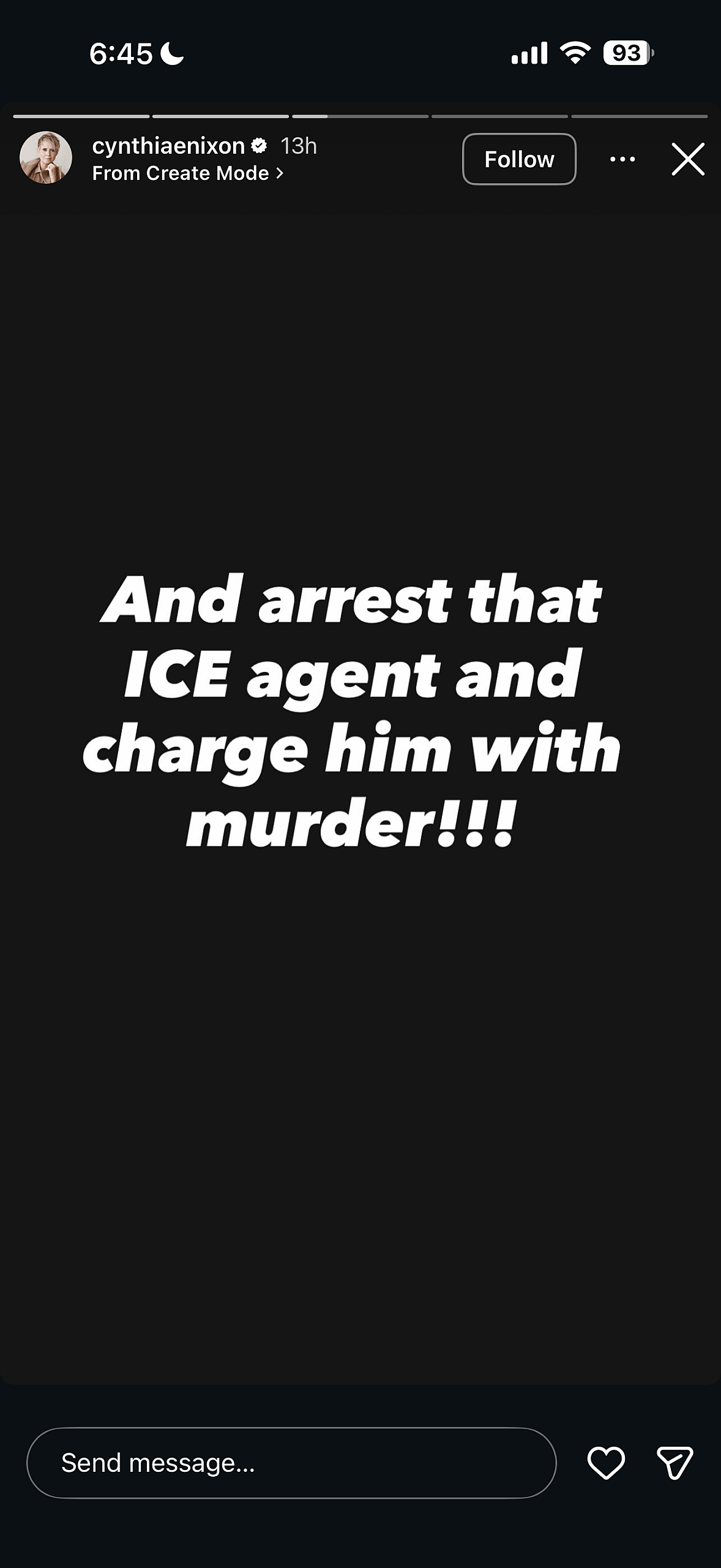 Cynthia Nixon's IG post.