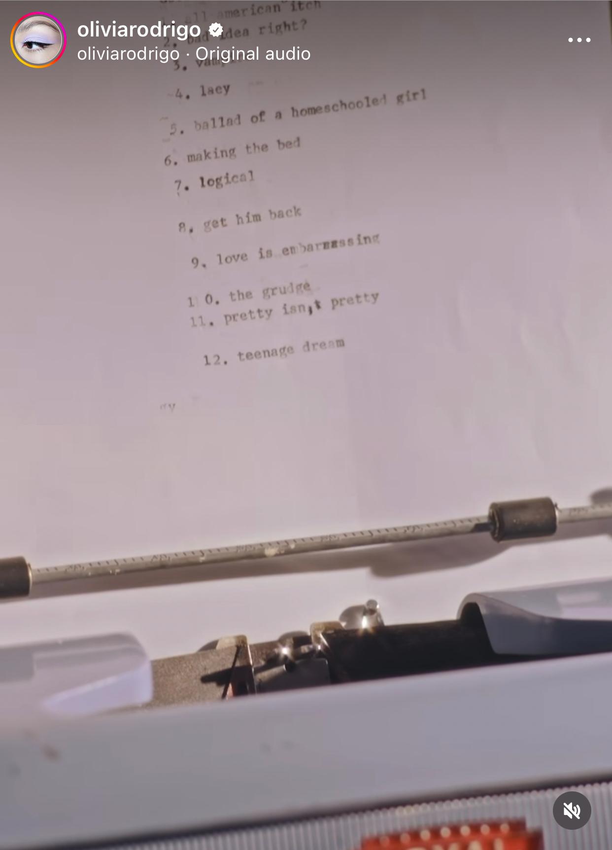 Olivia Rodrigo's "GHOSTS" tracklist