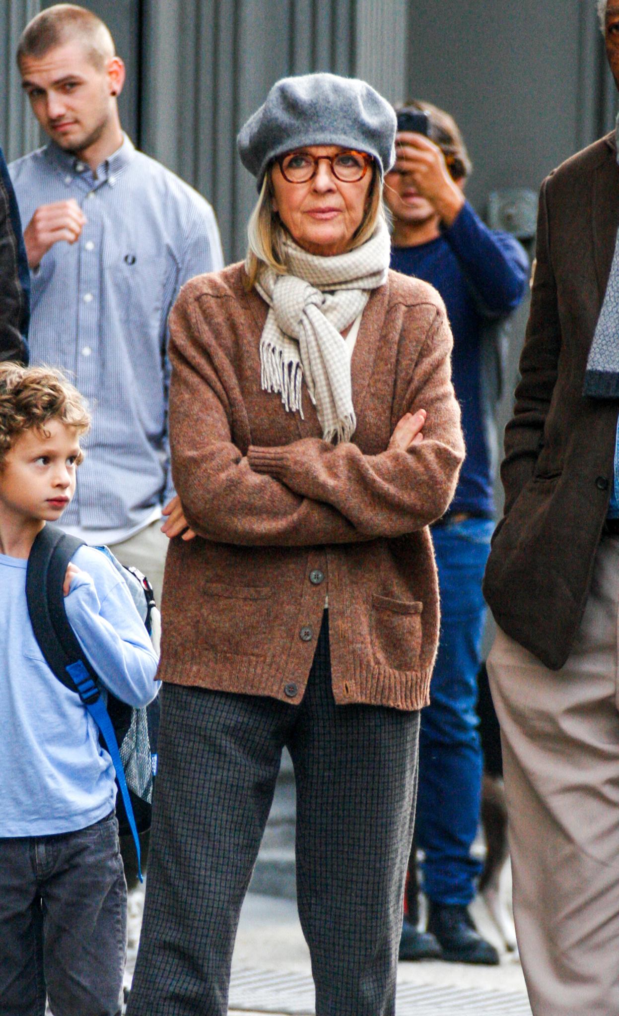 Diane Keaton on set