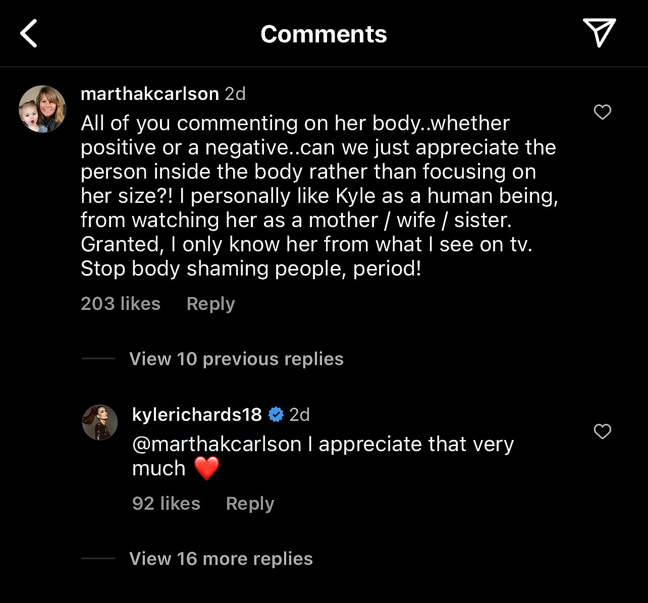 Kyle Ruchards Body Kyle Richards Appreciates Fan For Jumping To Defense