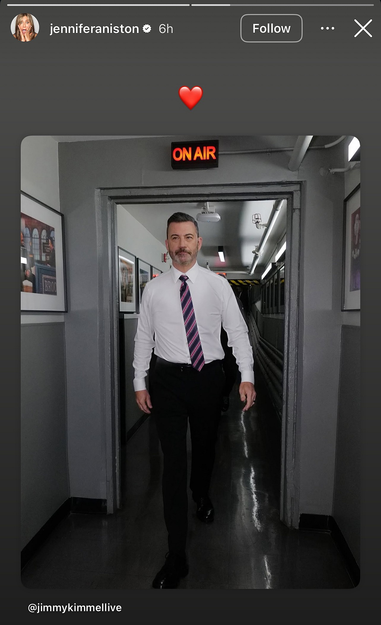 Jennifer Aniston cheers BFF Jimmy Kimmel's return