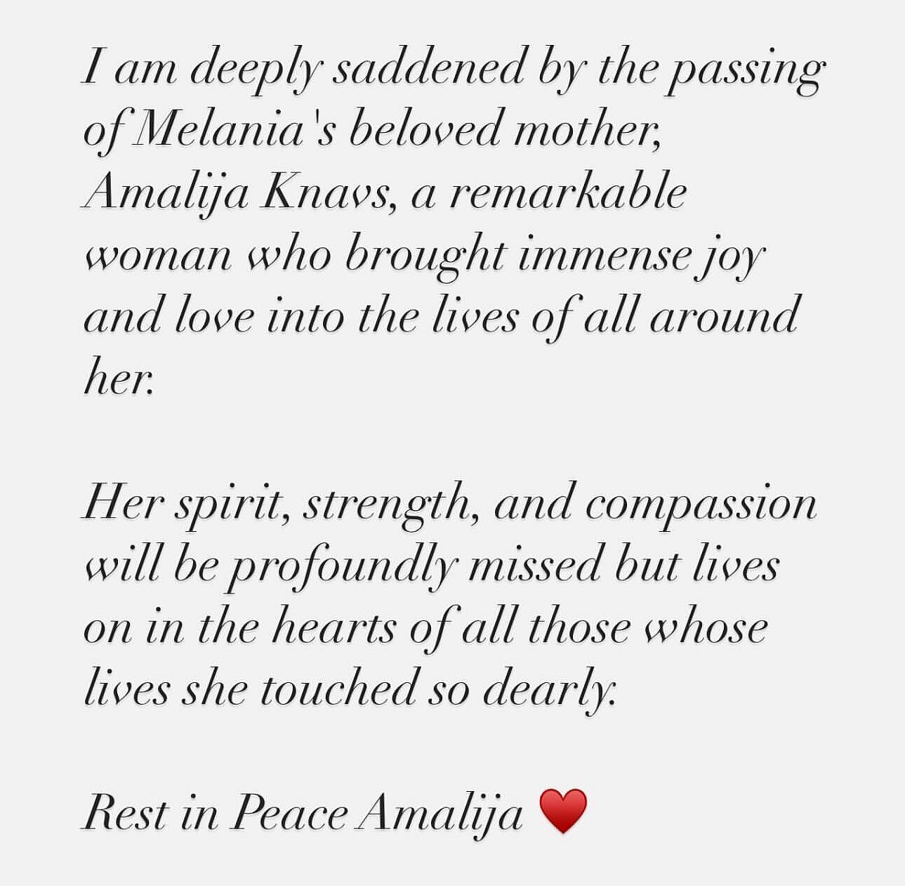 Ivanka Trump Breaks Silence On Stepmom Melania's Mother's Death: 'I Am Deeply Saddened'
