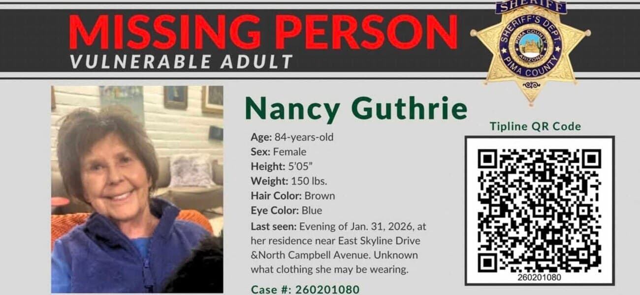 Nancy Guthrie's missing person alert