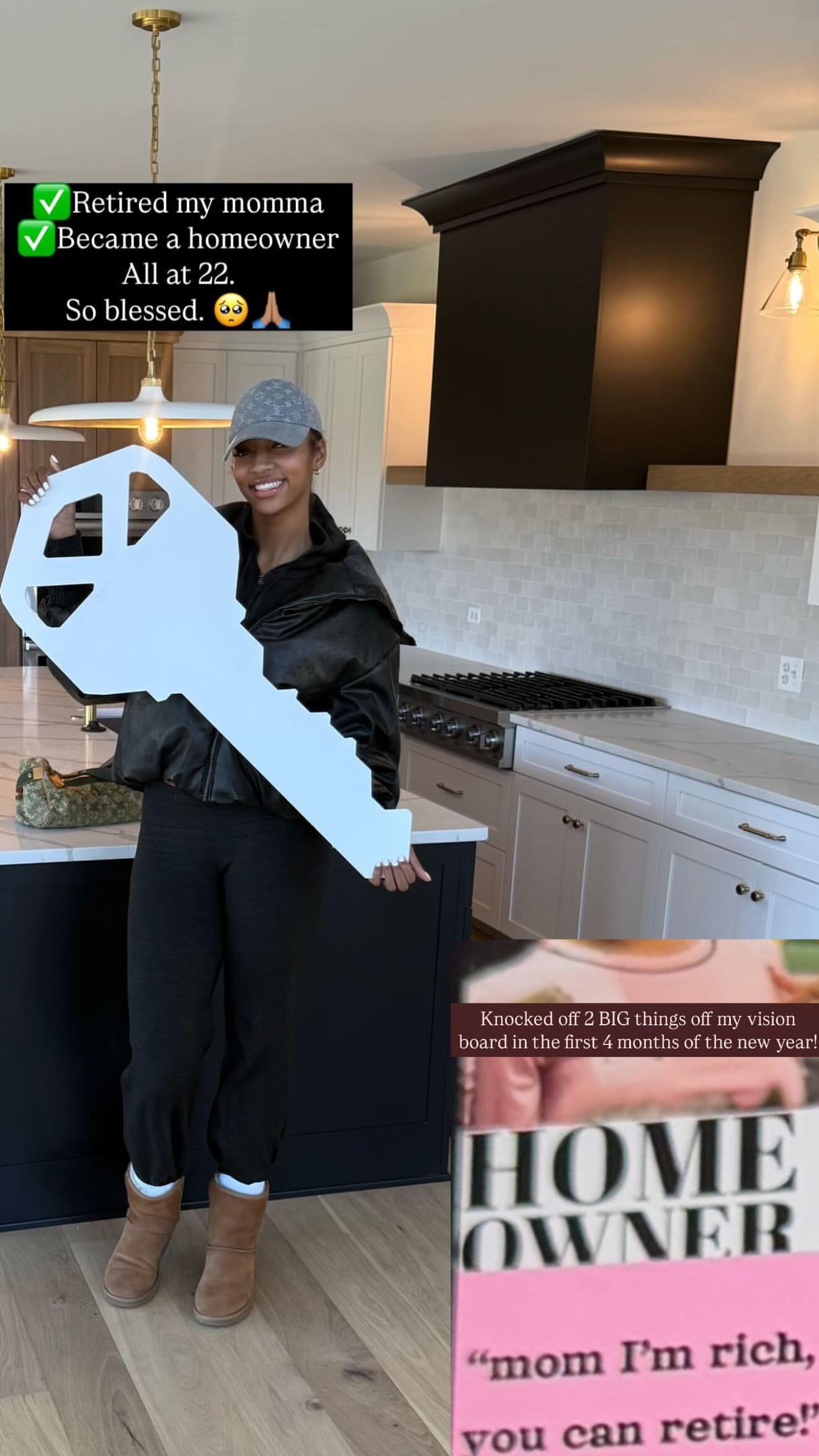 Angel Reese posing after she bought a house. 
