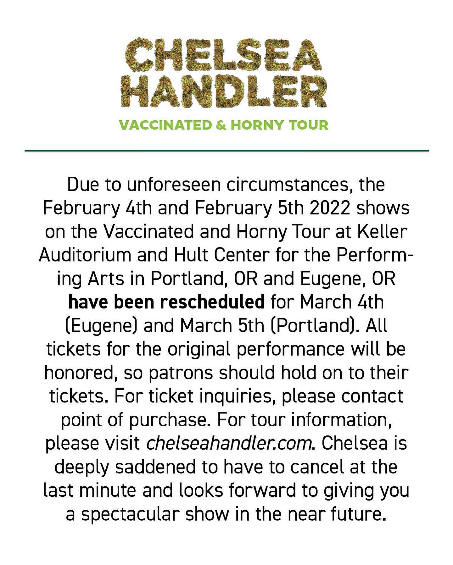 Chelsea Handler cancels comedy shows