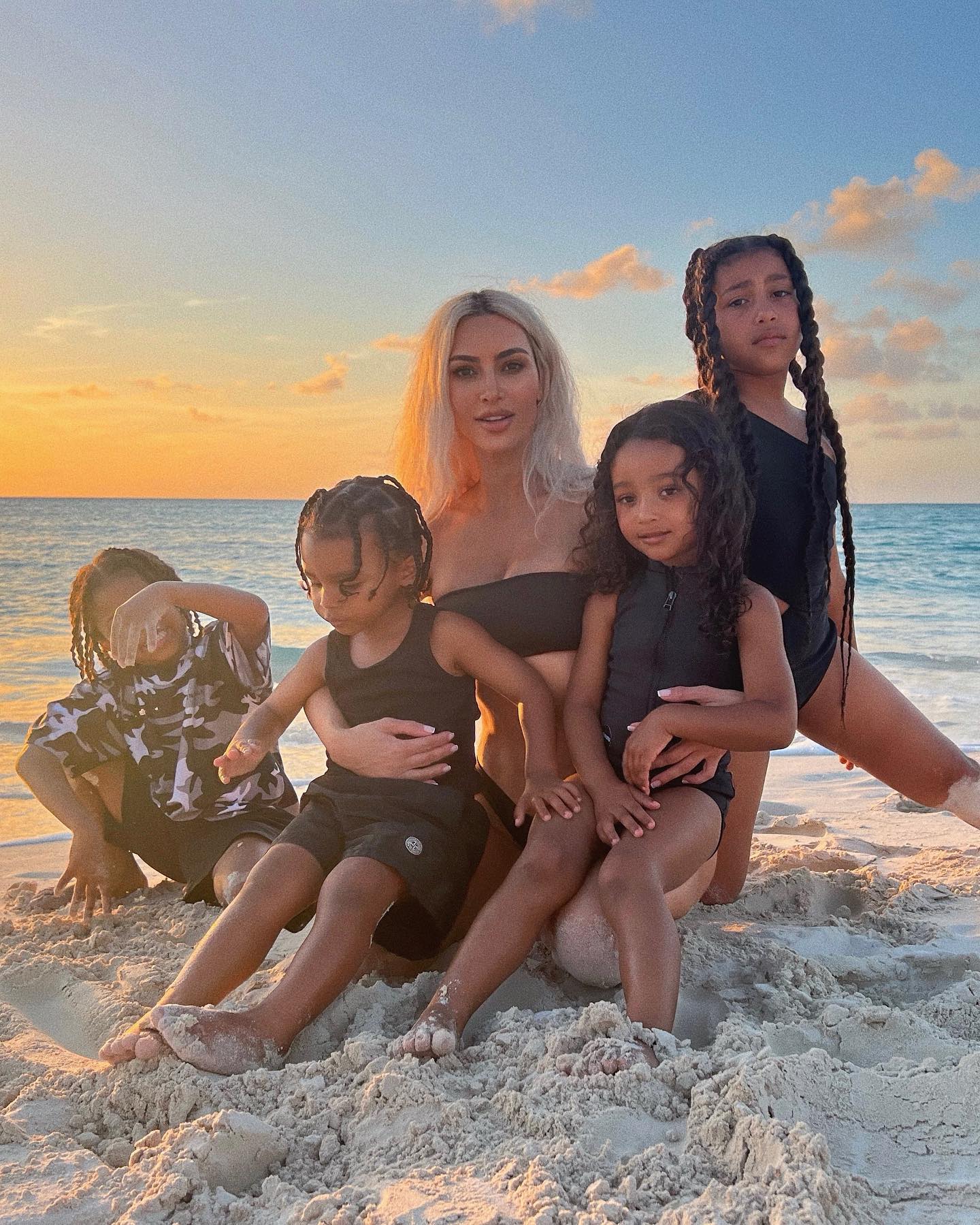 Kim Kardashian and kids in Turks and Caicos in July 2022