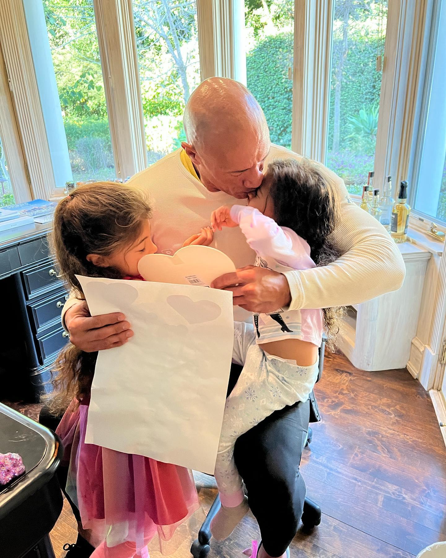 Dwayne Johnson and his two daughters, Tiana and Jasmine