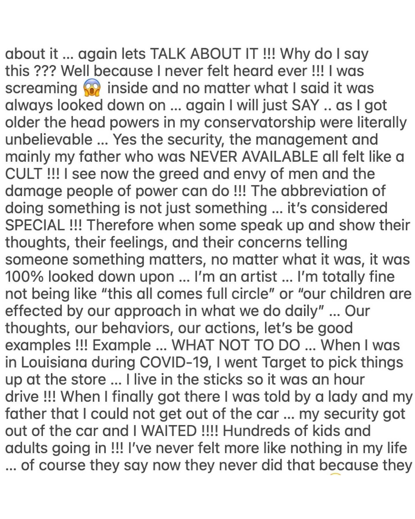 Britney Spears talks about her upcoming memoir on Instagram 