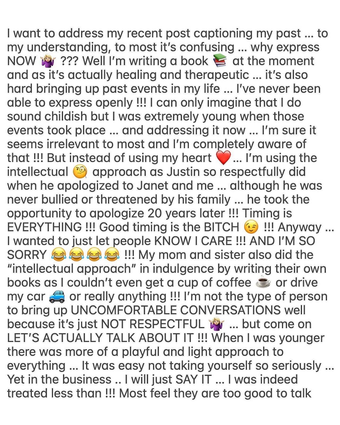 Britney Spears talks about her upcoming memoir on Instagram