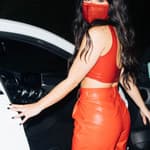 Nessa Barrett is seen celebrating her new single IF U LOVE ME in a stunning red outfit at Sunset Marquis