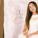 Madison Beer in a white poufy dress