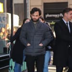 Actor Penn Badgley seen leaving the Build studios in NYC