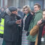 Emma Crorrin who is playing Princess Diana arrives on set to start the filming of The Netflix hit show The Crown