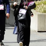 Monica Lewinsky arrives at the TED talks conference in Vancouver Canada