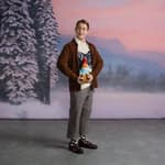 Macaulay Culkin poses with gnome in Happy Socks campaign