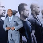 Dwayne Johnson at "Furious 7" premiere held in Los Angeles